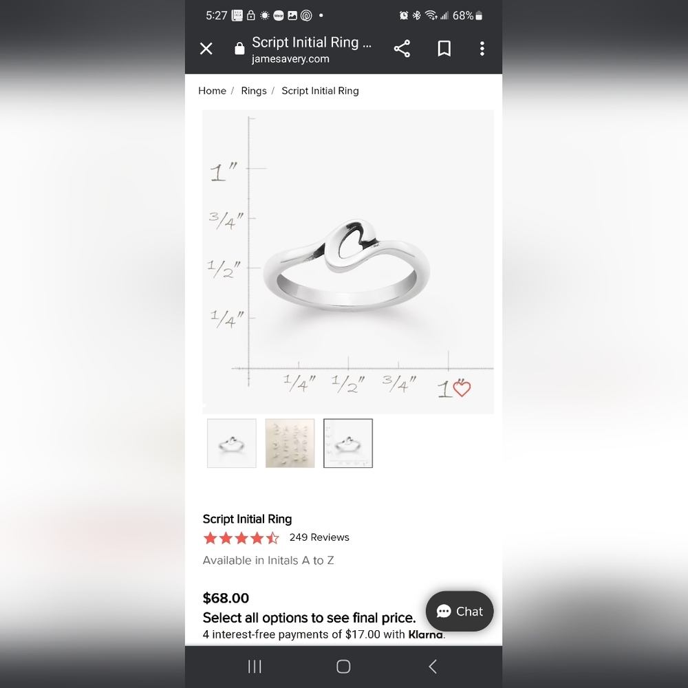 James Avery Initial "C" Ring